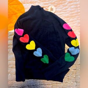FROM FUTURE NWT MOCK NECK SWEATER MULTICOLORED HEARTS